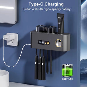 Portable Toothbrush Sterilizer Wireless Toothbrush UV Sterilization Rechargeable Wall Mounted Electric Toothbrush Dryer Holder