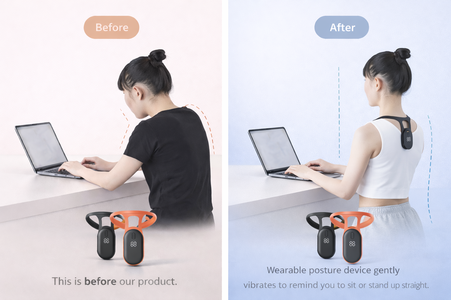 Smart Micro-Vibration Posture Corrector - Spinal Alignment with Real-Time Reminder for Adults & Kids