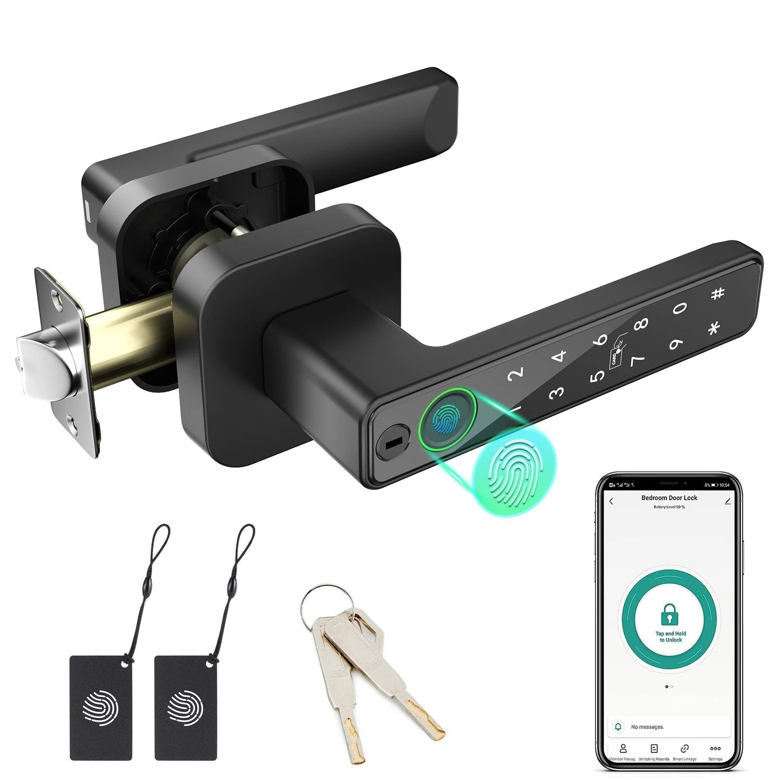 FITNATE Smart Fingerprint Door Lock with APP, IC Card, Code