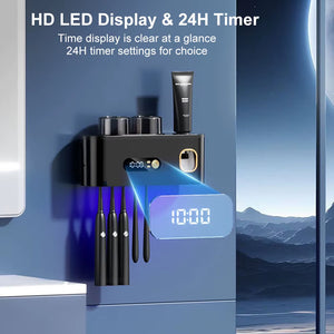 Portable Toothbrush Sterilizer Wireless Toothbrush UV Sterilization Rechargeable Wall Mounted Electric Toothbrush Dryer Holder