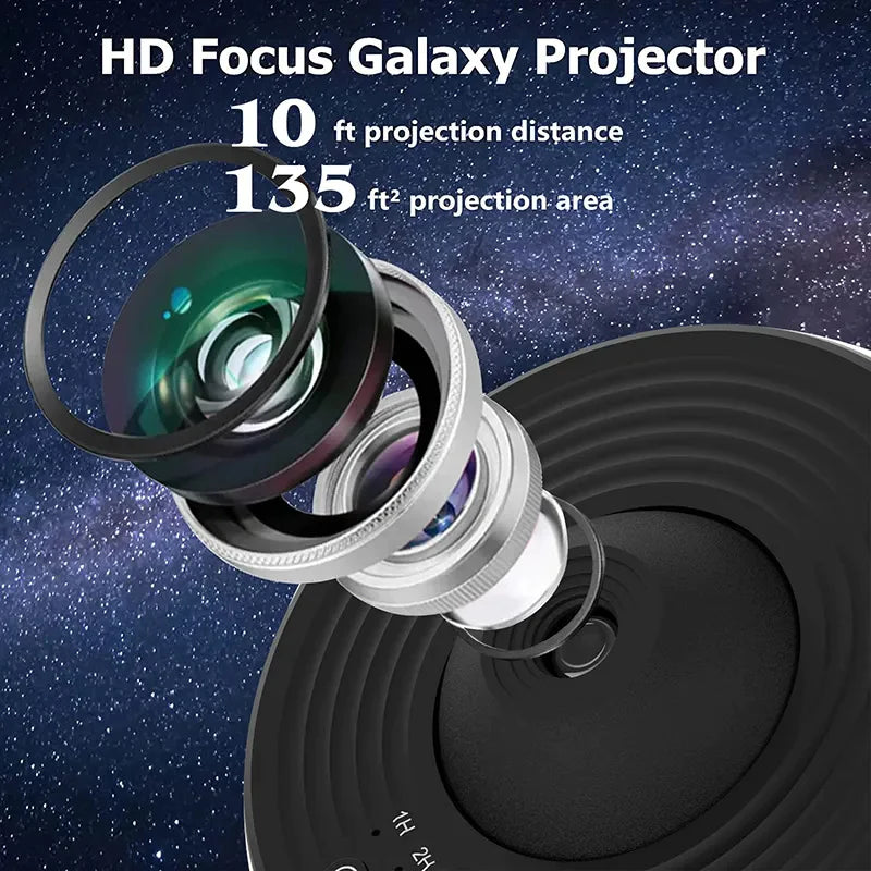 Galaxy Aurora Projector – Bluetooth Night Light with 360° Rotation & Star Effects