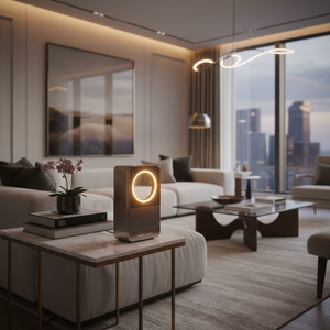 Premium Smart Speaker in Modern Living Room Setting