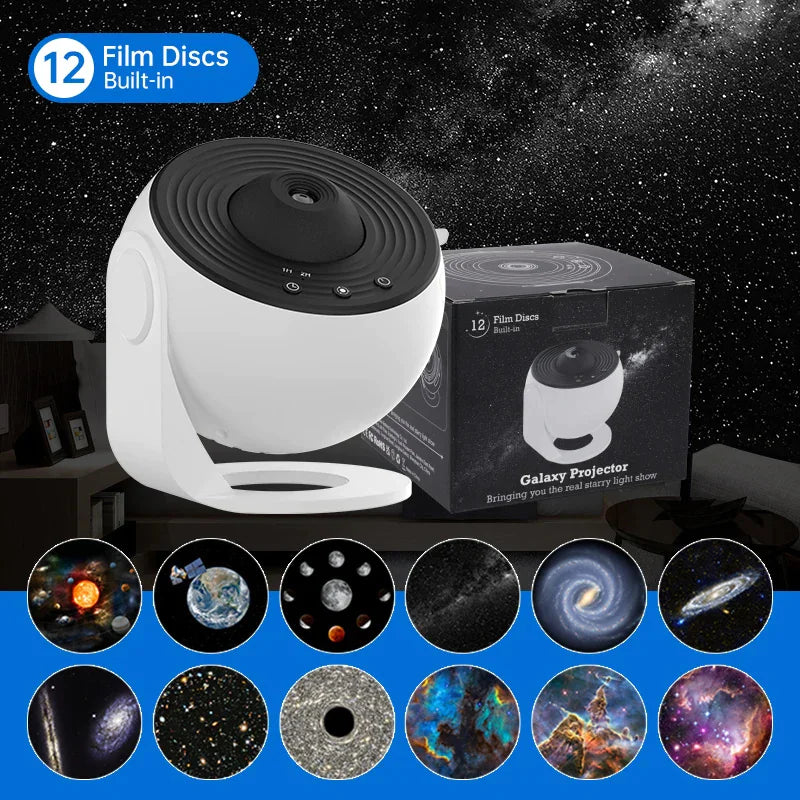 Galaxy Aurora Projector – Bluetooth Night Light with 360° Rotation & Star Effects